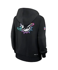Nike Women's Black Miami Dolphins 2025 Nfl Crucial Catch Sideline Standard Issue Dri-fit Hoodie