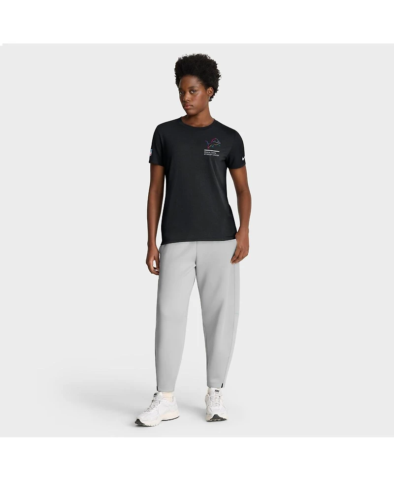 Nike Women's Black Detroit Lions 2025 Nfl Crucial Catch Tri-Blend Dri-fit T-Shirt