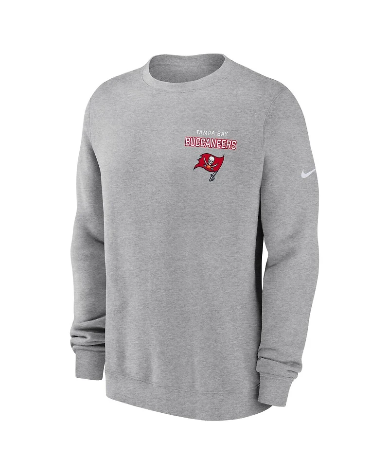 Nike Men's Heather Gray Tampa Bay Buccaneers Primetime Club Fleece Pullover Sweatshirt