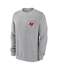 Nike Men's Heather Gray Tampa Bay Buccaneers Primetime Club Fleece Pullover Sweatshirt