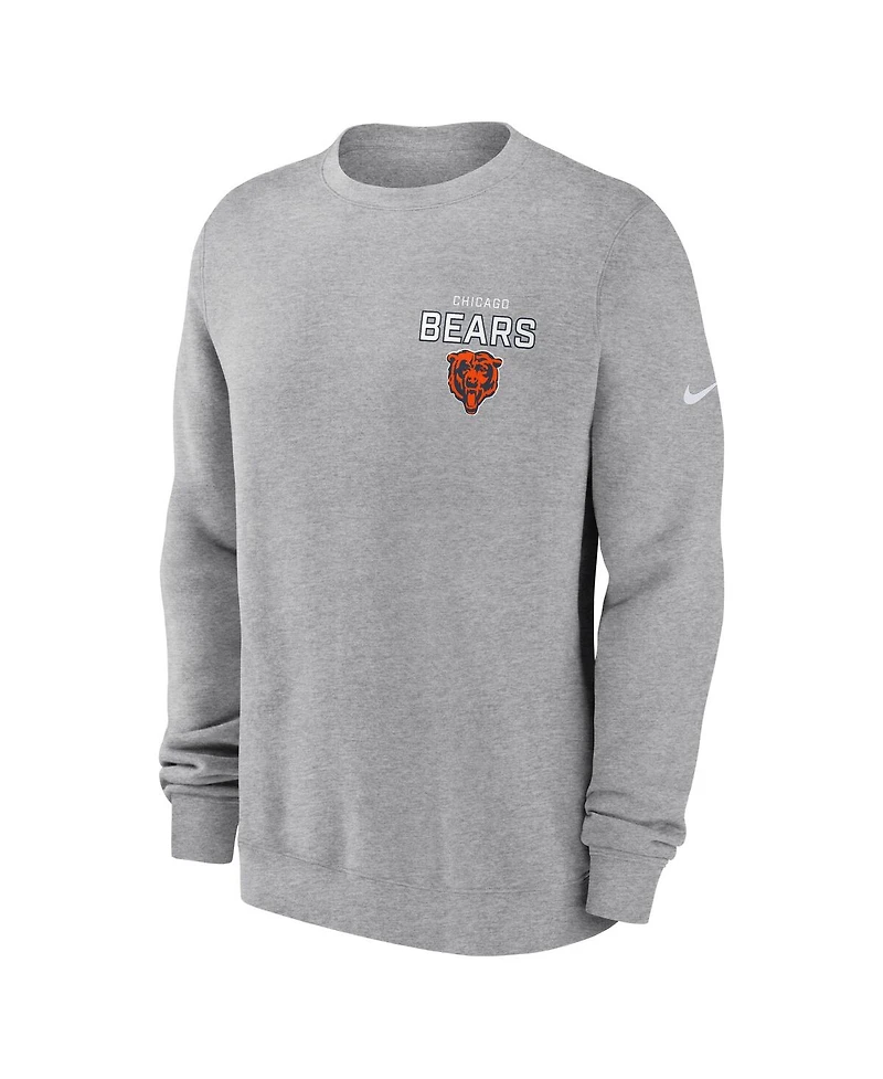 Nike Men's Heather Gray Chicago Bears Primetime Club Fleece Pullover Sweatshirt