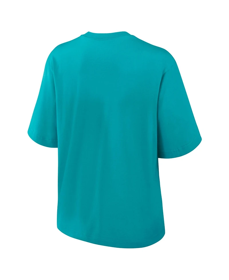 Nike Women's Aqua Miami Dolphins Essential Script Relaxed Boxy T-Shirt