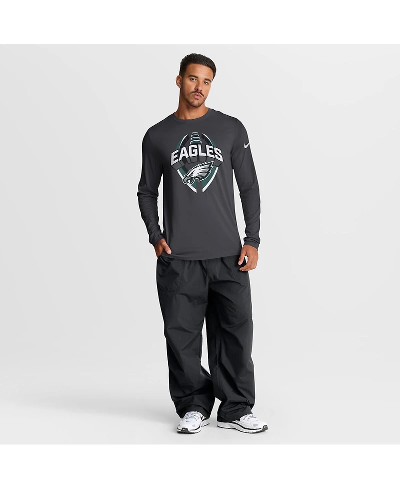 Nike Men's Anthracite Philadelphia Eagles Primetime Legend Icon Performance Long Sleeve T-Shirt