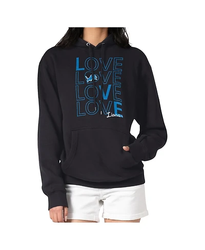 G-iii 4Her by Carl Banks Women's Black Detroit Lions Love Team Fleece Tri-Blend Pullover Hoodie
