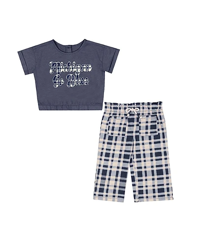 Colosseum Baby Boys and Girls 2-Piece Navy Michigan Wolverines Sky Castle T-Shirt Pants Set