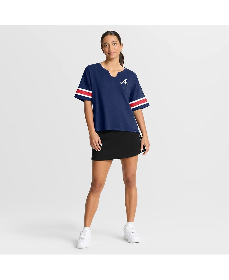 Fanatics Women's Navy Atlanta Braves Curl Route T-Shirt