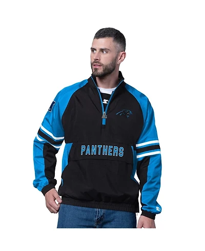Starter Men's Black Carolina Panthers Prospect Half-Zip Pullover Sweatshirt