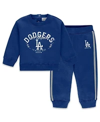 Wear by Erin Andrews Newborn 2-Piece Royal Los Angeles Dodgers Fleece Crewneck and Pants Set
