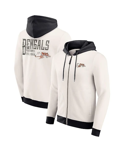 Darius Rucker Collection by Fanatics Men's Cream Cincinnati Bengals Distressed Graphics Full-Zip Hoodie