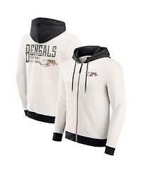 Darius Rucker Collection by Fanatics Men's Cream Cincinnati Bengals Distressed Graphics Full-Zip Hoodie