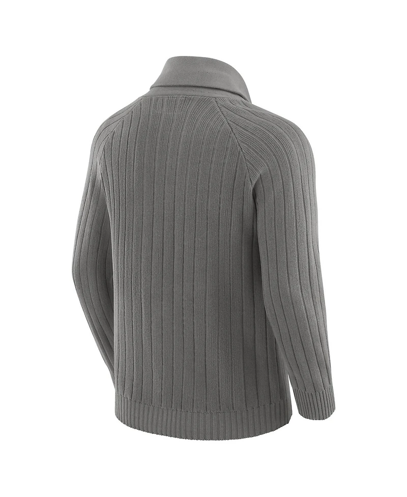 J. Palmer Men's Graphite Detroit Lions the Playmaker Cardigan Raglan Sweater