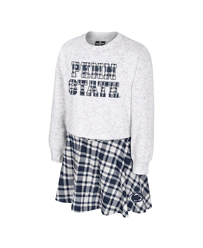 Colosseum Big Girls 2-Piece Gray Penn State Nittany Lions Marceline Plaid Skirt and Top Set