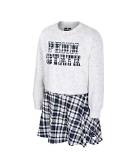Colosseum Big Girls 2-Piece Gray Penn State Nittany Lions Marceline Plaid Skirt and Top Set