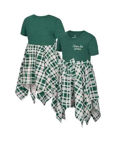 Colosseum Girls Toddler Green Michigan State Spartans Marceline Plaid Dress