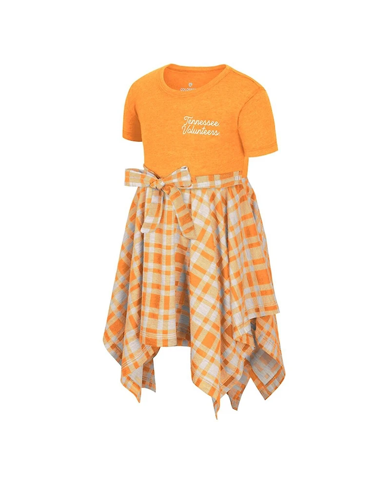 Colosseum Girls Toddler Tennessee Orange Volunteers Marceline Plaid Dress