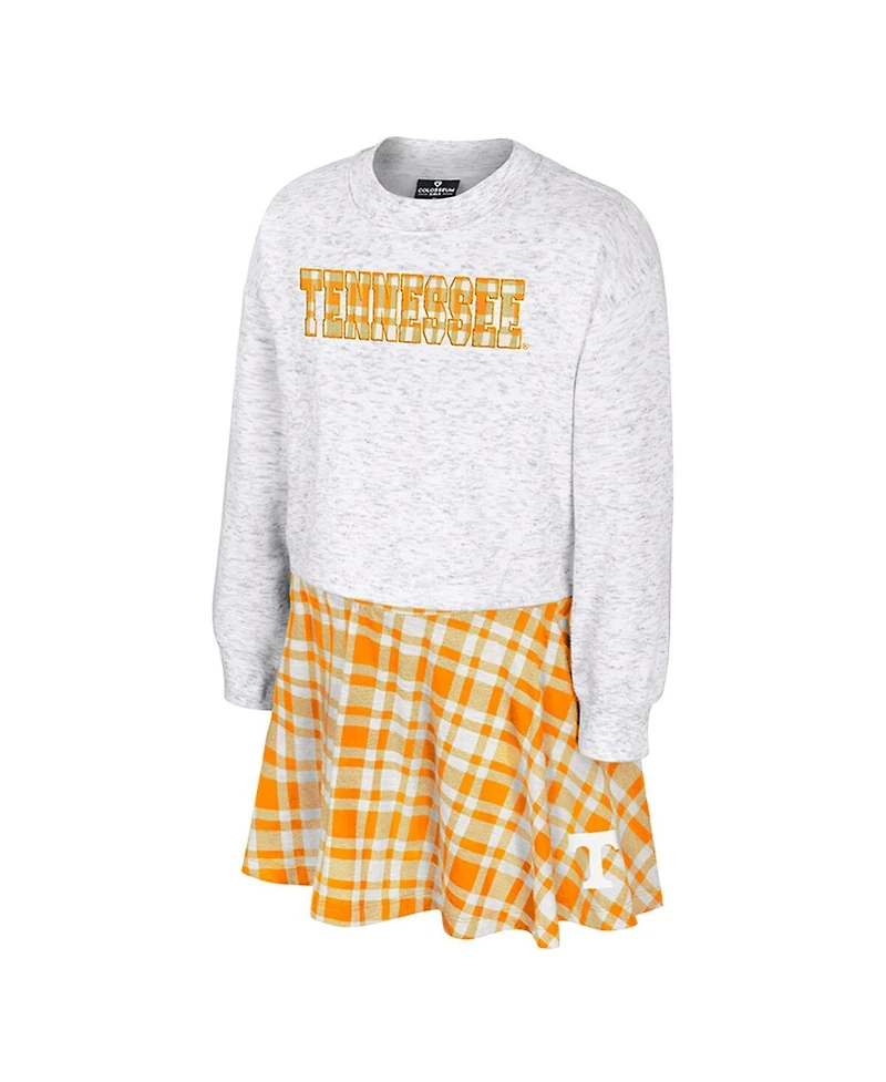 Colosseum Big Girls 2-Piece Gray Tennessee Volunteers Marceline Plaid Skirt and Top Set