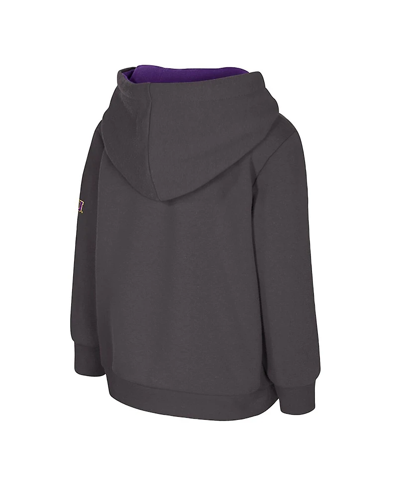 Colosseum Toddler Charcoal Lsu Tigers Big Logo Volume Fleece Pullover Hoodie