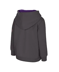 Colosseum Toddler Charcoal Lsu Tigers Big Logo Volume Fleece Pullover Hoodie