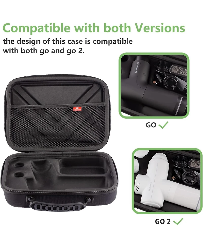 Bubm Hyperice Hypervolt Go 2 Carrying Case - Hard Shell Travel Storage Organizer Bag for Hypervolt Go Massage Gun