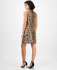 Anne Klein Women's Animal-Print Sequin Shift Dress