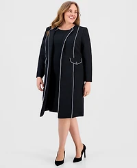 Kasper Plus Sleeveless Piped-Trim Sheath Dress