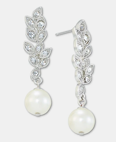 Charter Club Crystal & Imitation Pearl Linear Drop Earrings, Macy's Exclusive