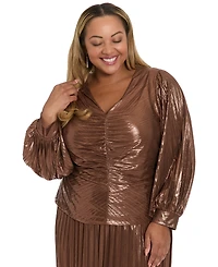 Muse Plus Radiating Pleats Long Sleeve Top