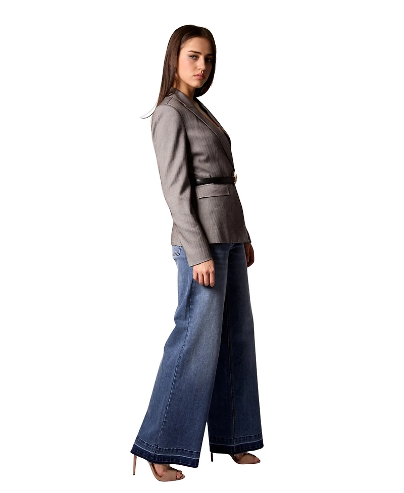 Blue Revival Women's Taylor Grey Herringbone Belted Blazer