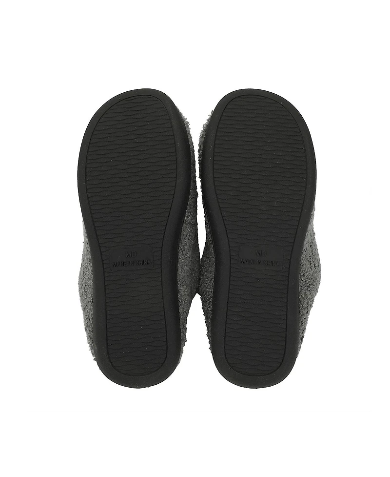 Generic Men's Halloween Black Cat Glow Moon & Stars Adult Gray Scuff Slippers-Large