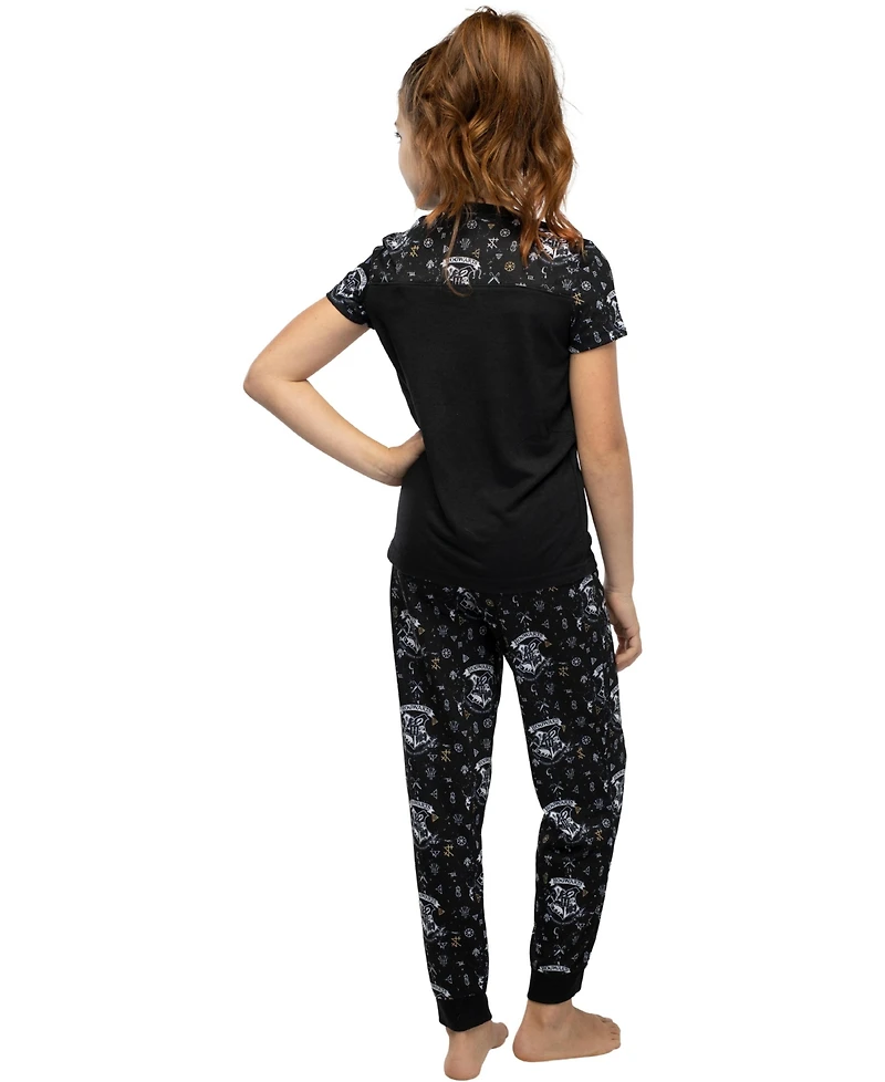 Harry Potter Girls' Hermione Hogwarts Crest Athletic Jogger 2-Piece Kids Pajama Set