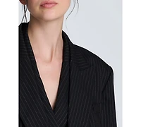 Kenneth Cole Juniors' Pinstripe Double-Breasted Boyfriend Jacket