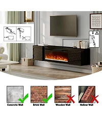 Boyel Living Wall Mounted Tv Stand with 36 inches Electric Fireplace Living Room Storage Table