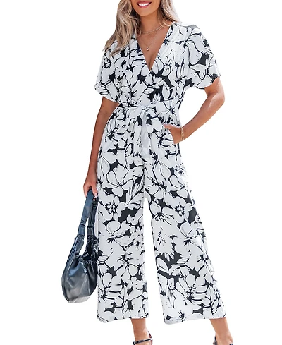 Cupshe Women's Floral Print V-Neck Jumpsuit