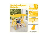2-Seater Kids Patio Swing with Metal Stand & Adjustable Canopy