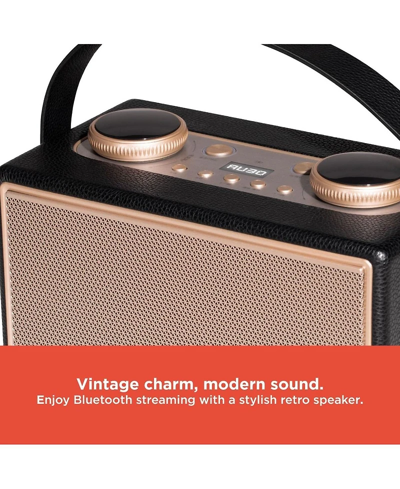 RadioShack 80W Gold Bluetooth Retro Speaker with Microphone Input Type C Charging Cable With Vintage Charm and Modern Sound 4001973