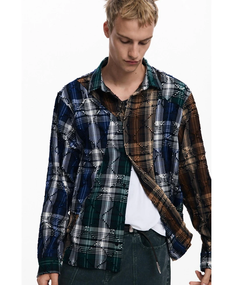 Desigual Men's Embroidered checks shirt