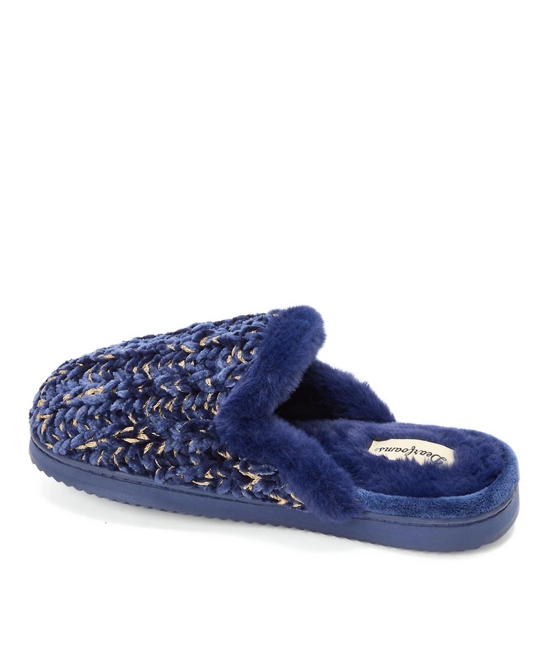 Dearfoams Women's Paris Chenille Shaped Tab Scuff Slipper