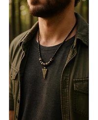 Trafalgar Cheyenne Tribal Triangle and Beaded Faux Leather Adjustable Necklace