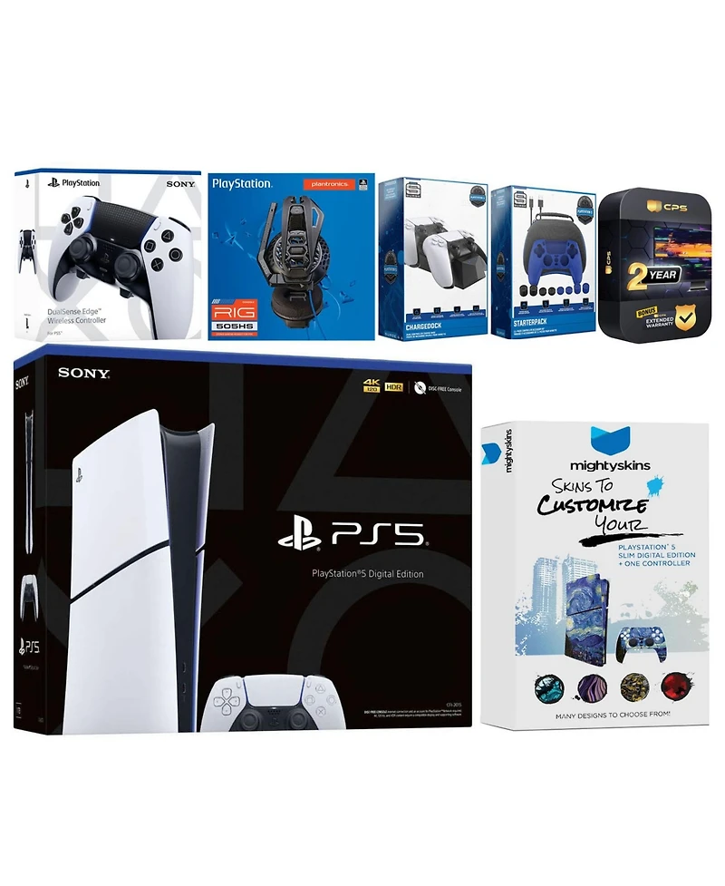 Sony Playstation 5 Slim Digital with Extra Edge Controller, Plantronics Headset, Gamer Kit