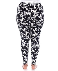 White Mark Plus Cat Print Legging Pants, 2-Pack