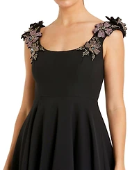 Mac Duggal Women's Crepe Sleeveless Ballgown With Rhinestone Flowers
