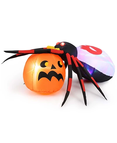 5 x 4.6 ft Inflatable Spider w/ Pumpkin Led Lighted Halloween Decoration w/ Colorful Rotating Light