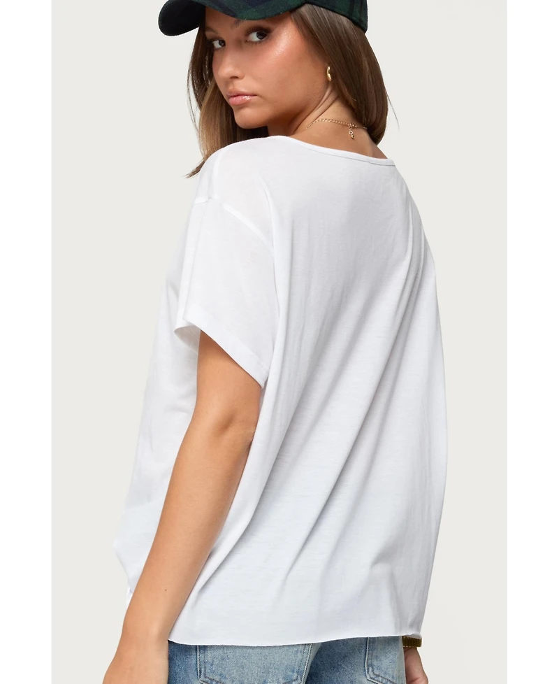 Edikted Womens Sonora Oversized V Neck T Shirt