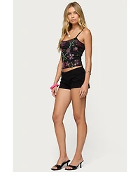 Edikted Womens Beaded Floral Embroidered Tank Top
