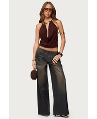 Edikted Women's Mileva Cuff Deep Cowl Neck Top