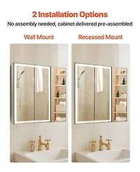 Slickblue Lighted Medicine Cabinet with Hd Tempered Glass Mirror Recessed Wall
