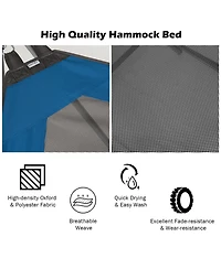 Gymax Folding Hammock Indoor & Outdoor with Side Pocket Iron Stand