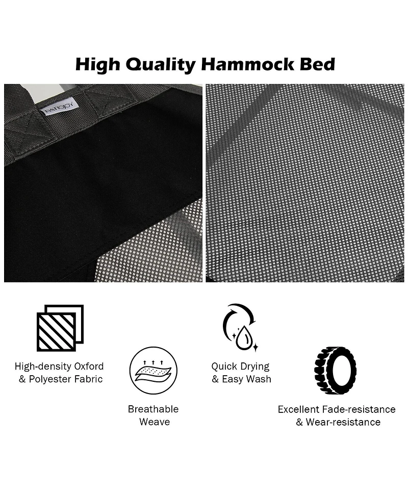 Gymax Folding Hammock Indoor & Outdoor with Side Pocket Iron Stand