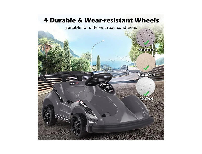 6V Kids Ride-On Go Cart with Remote Control & Safety Belt – Black