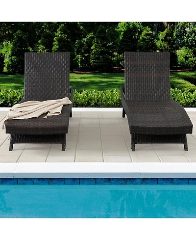 Chic Crate Outdoor Wicker Chaise Lounges (Set of 2), 79 inch, Dark Brown - Chic Crate